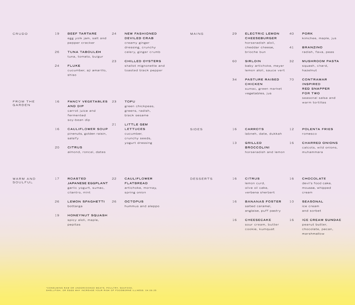 Electric Lemon Menu - Image 3